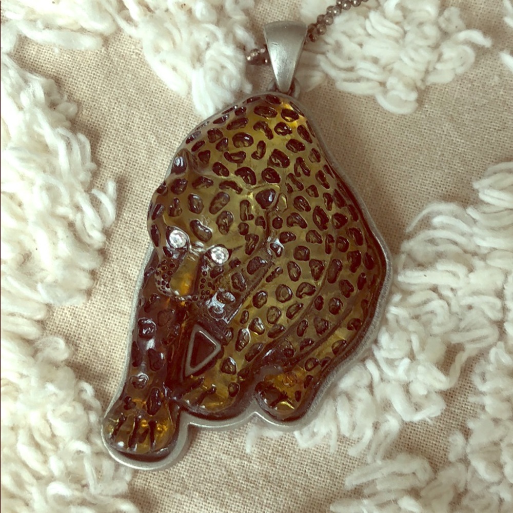 Silver cheetah necklace.